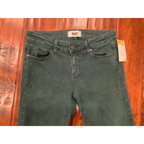 Paige Emerald Green “Skyline Ankle Peg” Skinny Jeans, Size 27 - Picture 2 of 8